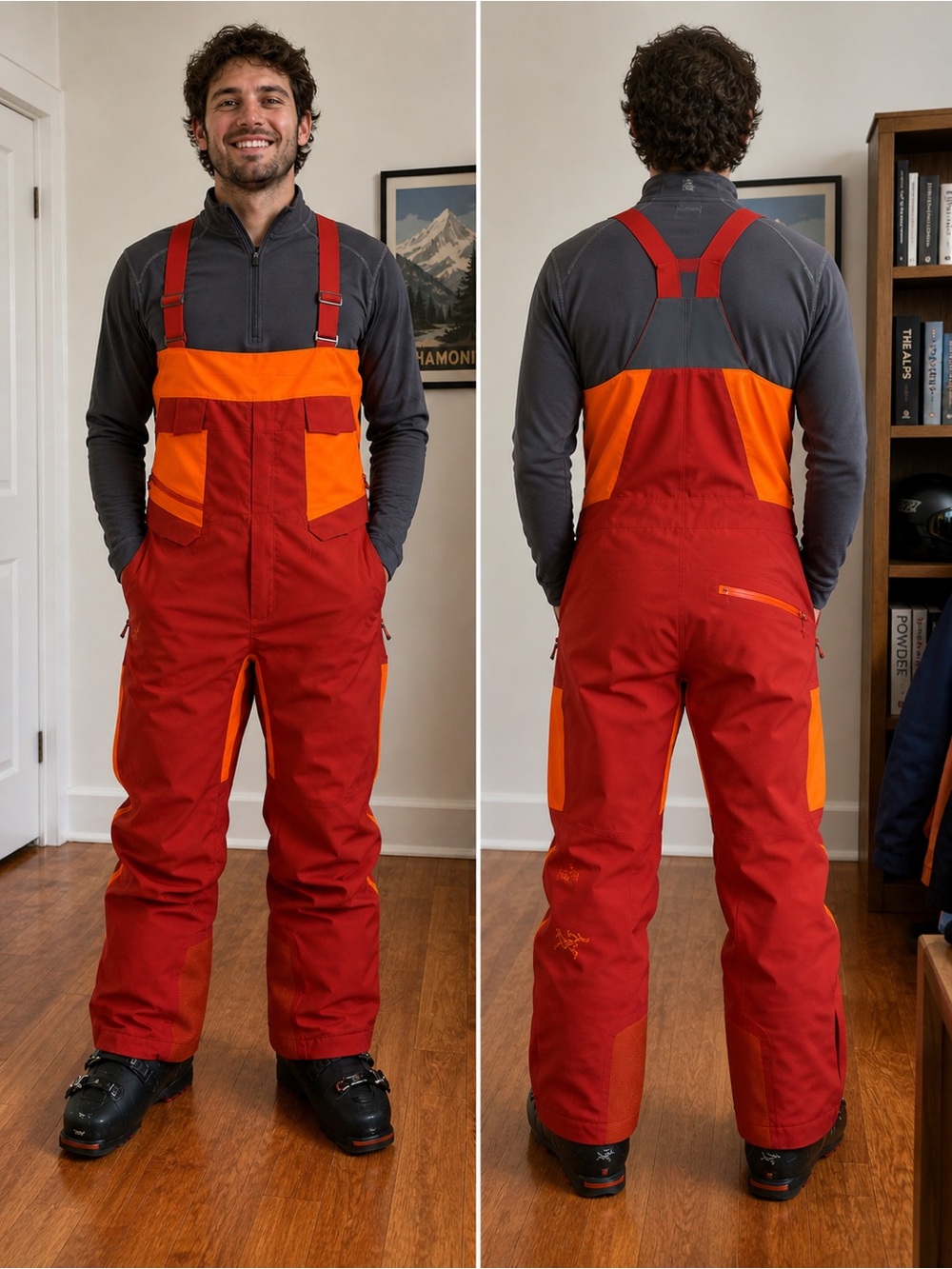 Arc'teryx Red and Orange Ski Bib Joggers